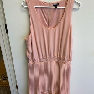 Express Pink Satin V-Neck Dress
